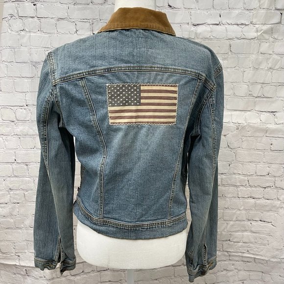 Vintage Polo Jeans Co. Ralph Lauren Flag Patch Women's Denim Jacket Large